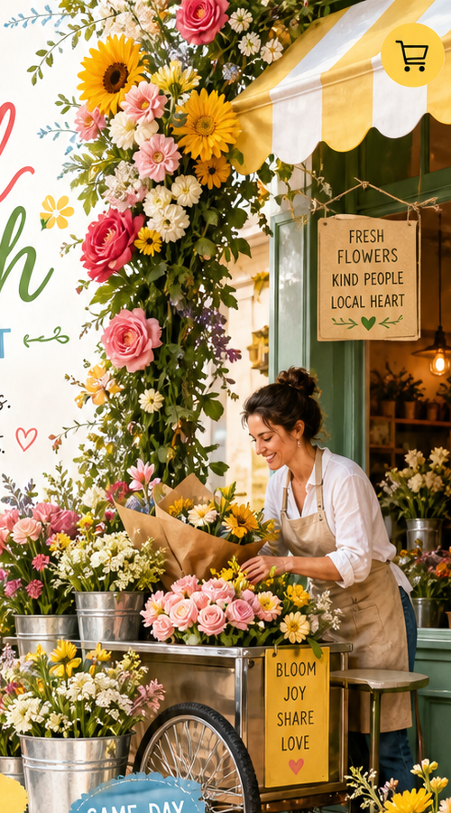 Petal Porch flower cart storefront